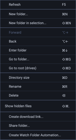 context menu