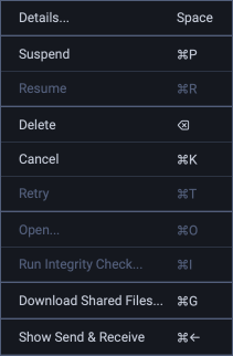 transfer context menu