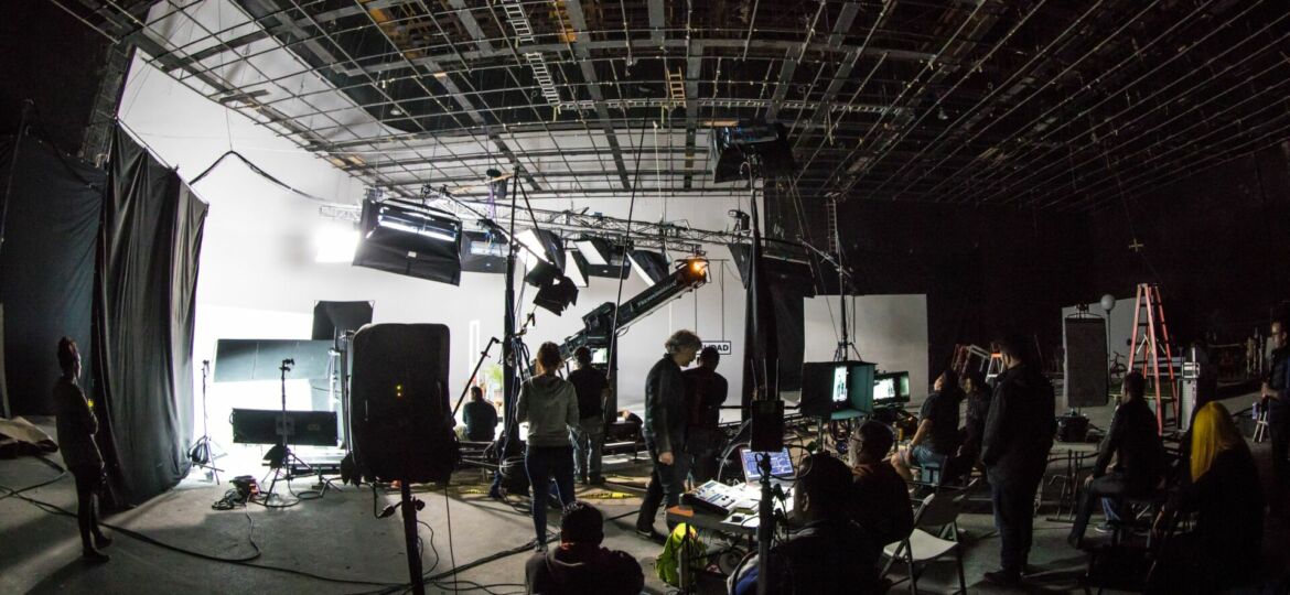 on the set of a film production with crew working JetStream large video file transfer